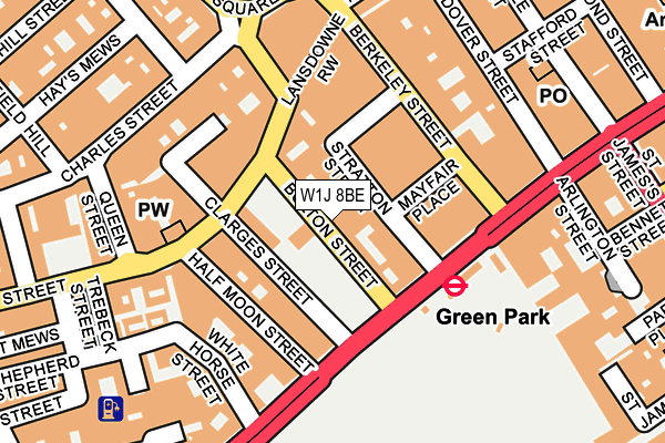 W1J 8BE map - OS OpenMap – Local (Ordnance Survey)