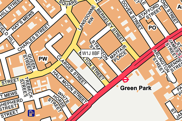 W1J 8BF map - OS OpenMap – Local (Ordnance Survey)