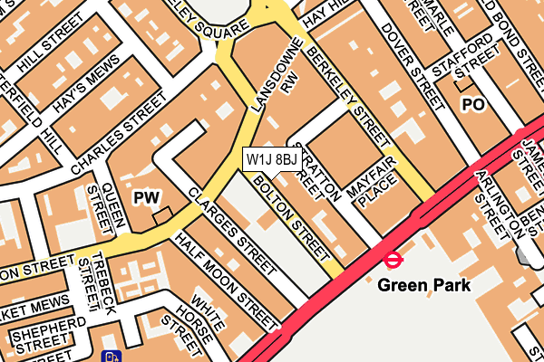 W1J 8BJ map - OS OpenMap – Local (Ordnance Survey)