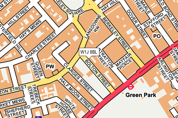 W1J 8BL map - OS OpenMap – Local (Ordnance Survey)