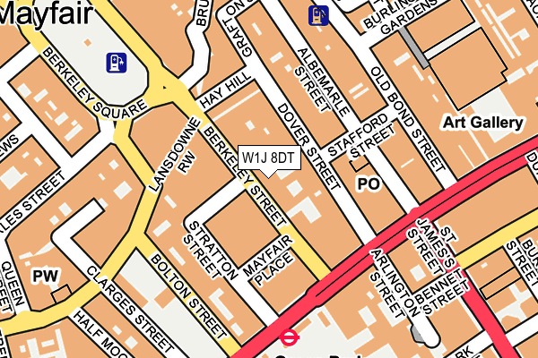 W1J 8DT map - OS OpenMap – Local (Ordnance Survey)