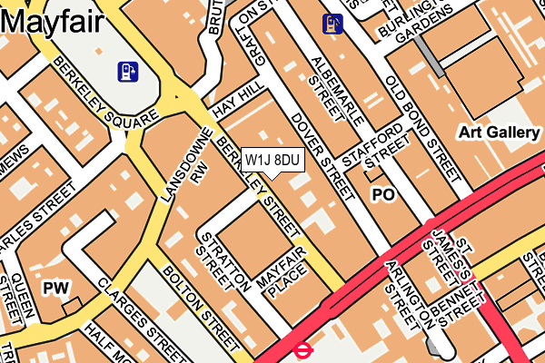 W1J 8DU map - OS OpenMap – Local (Ordnance Survey)