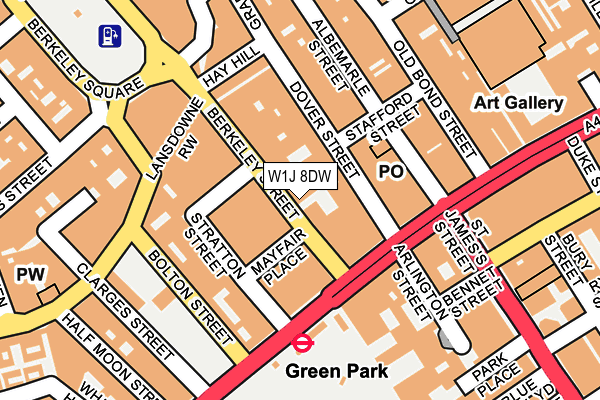 W1J 8DW map - OS OpenMap – Local (Ordnance Survey)