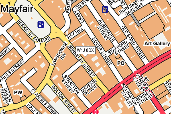 W1J 8DX map - OS OpenMap – Local (Ordnance Survey)