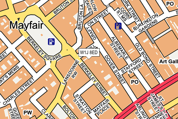 W1J 8ED map - OS OpenMap – Local (Ordnance Survey)