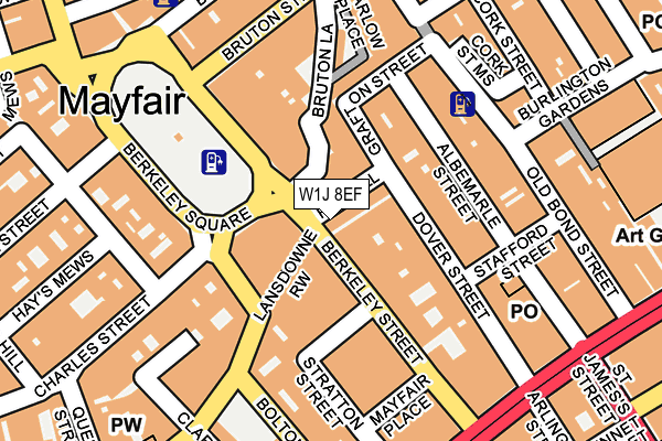 W1J 8EF map - OS OpenMap – Local (Ordnance Survey)