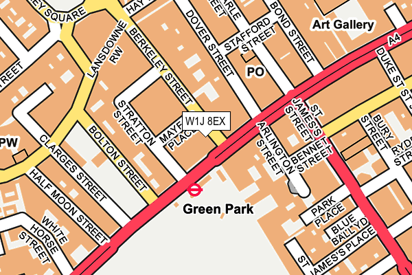 W1J 8EX map - OS OpenMap – Local (Ordnance Survey)