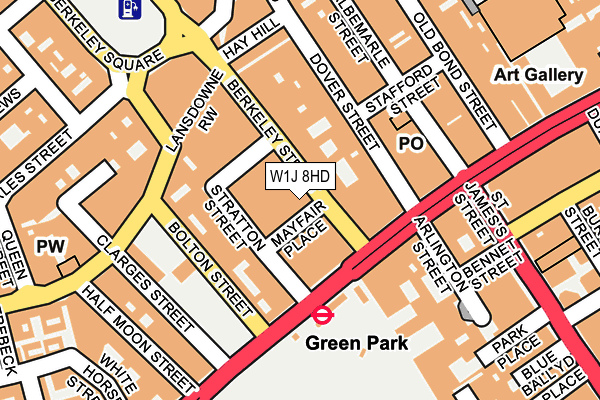 W1J 8HD map - OS OpenMap – Local (Ordnance Survey)