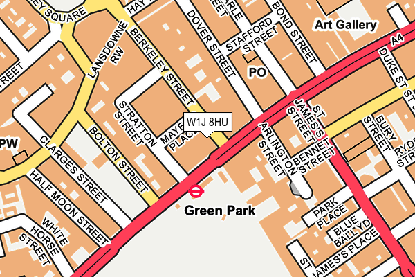 W1J 8HU map - OS OpenMap – Local (Ordnance Survey)