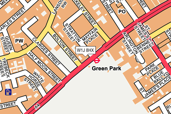 W1J 8HX map - OS OpenMap – Local (Ordnance Survey)
