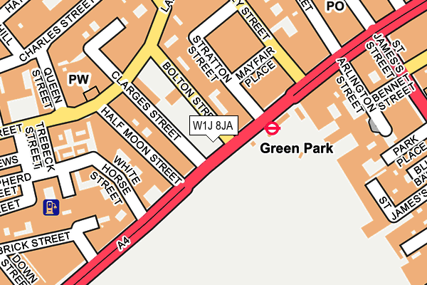 W1J 8JA map - OS OpenMap – Local (Ordnance Survey)