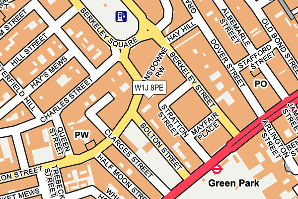 W1J 8PE map - OS OpenMap – Local (Ordnance Survey)