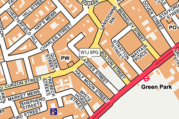 W1J 8PG map - OS OpenMap – Local (Ordnance Survey)