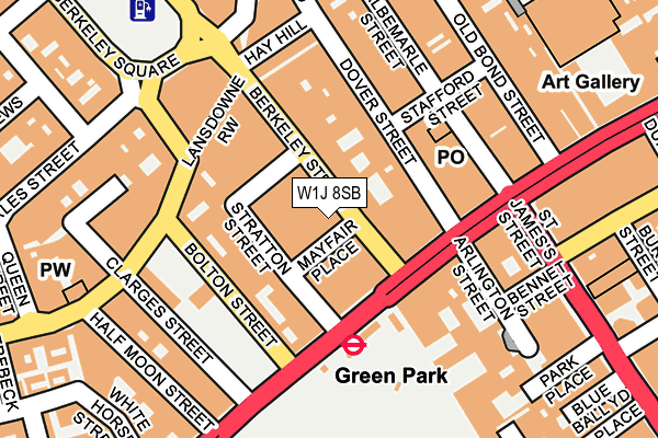 W1J 8SB map - OS OpenMap – Local (Ordnance Survey)