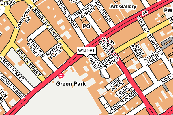 W1J 9BT map - OS OpenMap – Local (Ordnance Survey)