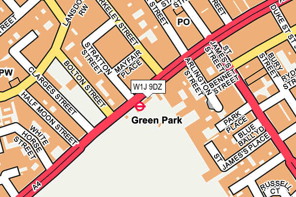 W1J 9DZ map - OS OpenMap – Local (Ordnance Survey)