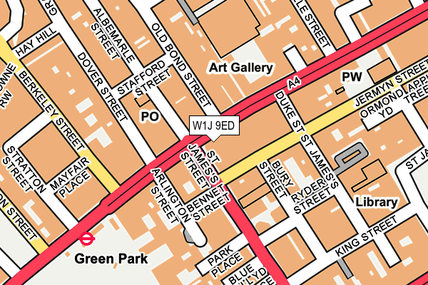 W1J 9ED map - OS OpenMap – Local (Ordnance Survey)