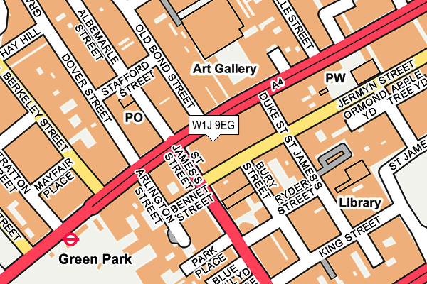 W1J 9EG map - OS OpenMap – Local (Ordnance Survey)