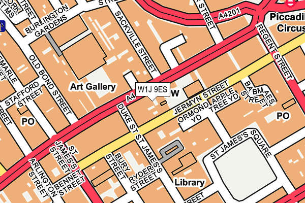 W1J 9ES map - OS OpenMap – Local (Ordnance Survey)