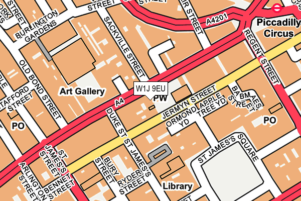 W1J 9EU map - OS OpenMap – Local (Ordnance Survey)