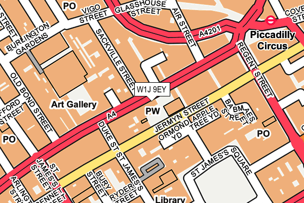 W1J 9EY map - OS OpenMap – Local (Ordnance Survey)