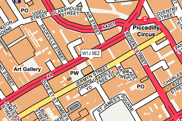 W1J 9EZ map - OS OpenMap – Local (Ordnance Survey)