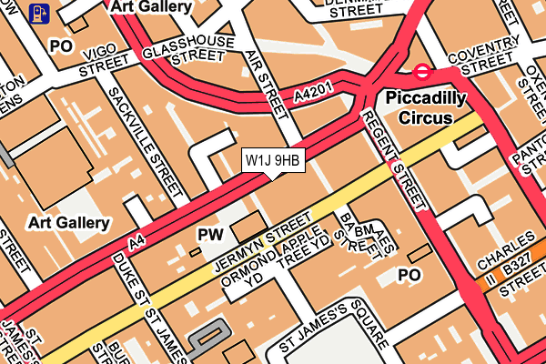 W1J 9HB map - OS OpenMap – Local (Ordnance Survey)