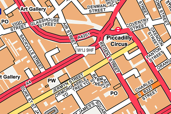 W1J 9HF map - OS OpenMap – Local (Ordnance Survey)