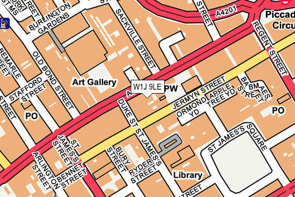 W1J 9LE map - OS OpenMap – Local (Ordnance Survey)