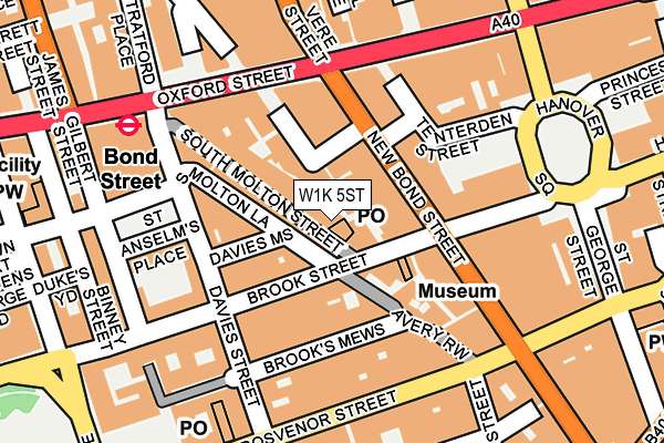 W1K 5ST map - OS OpenMap – Local (Ordnance Survey)