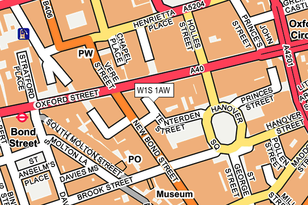 W1S 1AW map - OS OpenMap – Local (Ordnance Survey)