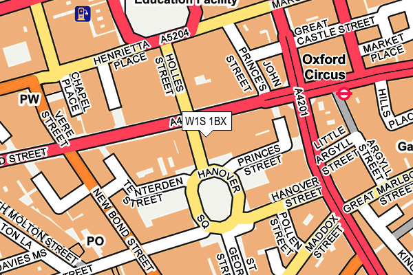 W1S 1BX map - OS OpenMap – Local (Ordnance Survey)