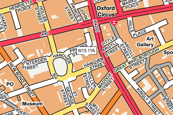 W1S 1YA map - OS OpenMap – Local (Ordnance Survey)