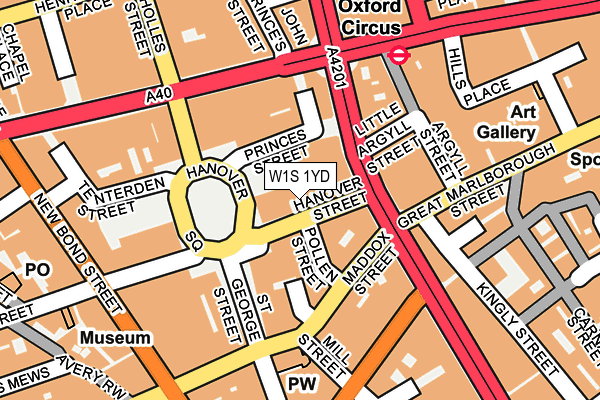 W1S 1YD map - OS OpenMap – Local (Ordnance Survey)