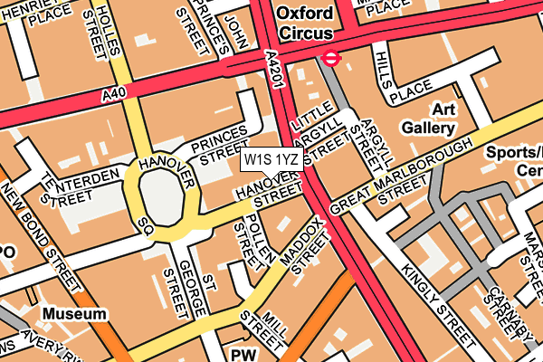 W1S 1YZ map - OS OpenMap – Local (Ordnance Survey)