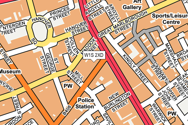 W1S 2XD map - OS OpenMap – Local (Ordnance Survey)