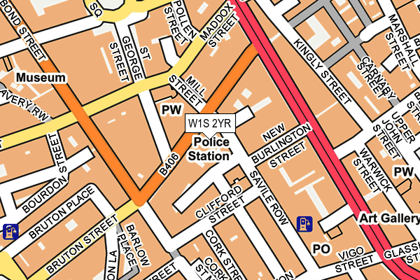 W1S 2YR map - OS OpenMap – Local (Ordnance Survey)