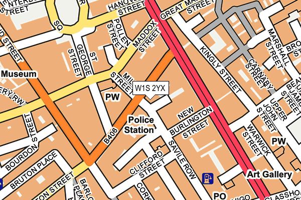 W1S 2YX map - OS OpenMap – Local (Ordnance Survey)