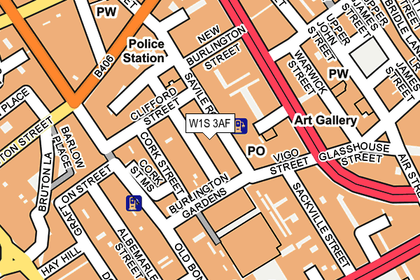 W1S 3AF map - OS OpenMap – Local (Ordnance Survey)