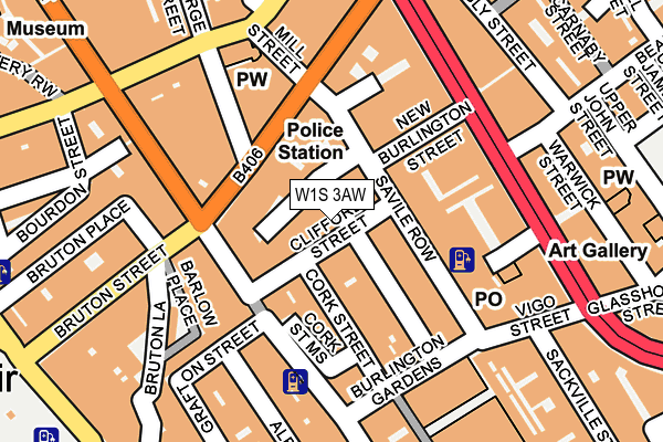 W1S 3AW map - OS OpenMap – Local (Ordnance Survey)