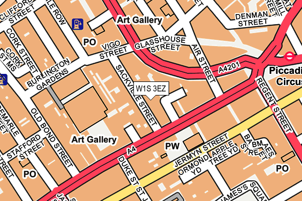 W1S 3EZ map - OS OpenMap – Local (Ordnance Survey)