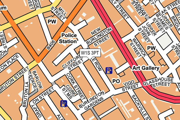 W1S 3PT map - OS OpenMap – Local (Ordnance Survey)