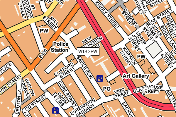 W1S 3PW map - OS OpenMap – Local (Ordnance Survey)