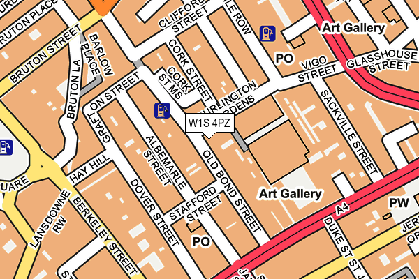 W1S 4PZ map - OS OpenMap – Local (Ordnance Survey)