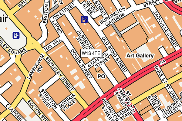 W1S 4TE map - OS OpenMap – Local (Ordnance Survey)