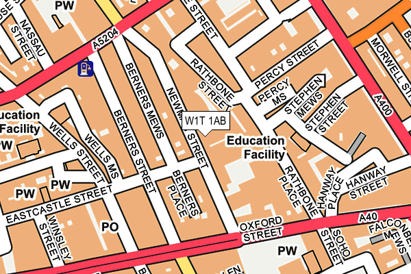W1T 1AB map - OS OpenMap – Local (Ordnance Survey)