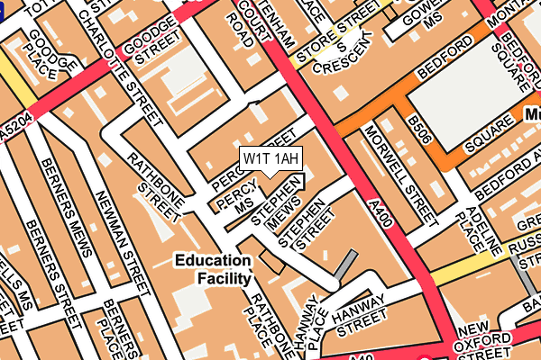 W1T 1AH map - OS OpenMap – Local (Ordnance Survey)