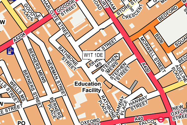 W1T 1DE map - OS OpenMap – Local (Ordnance Survey)