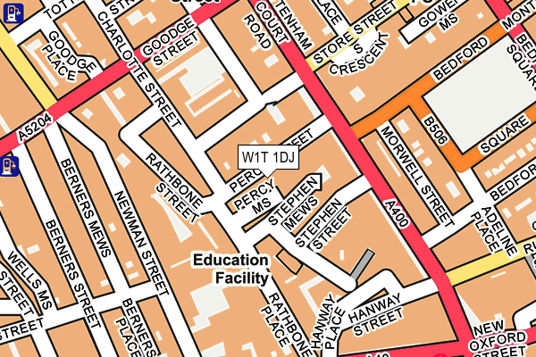 W1T 1DJ map - OS OpenMap – Local (Ordnance Survey)