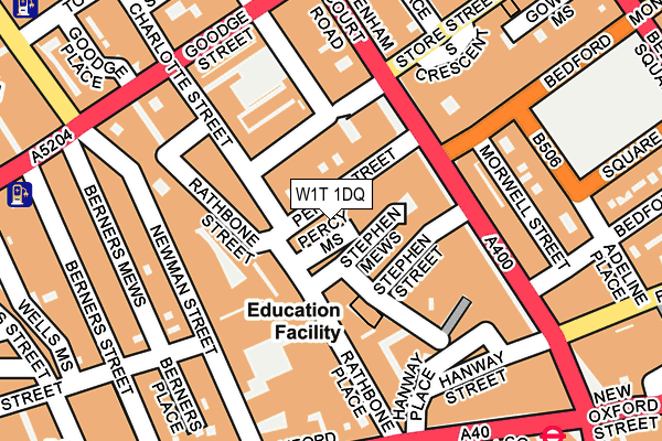 W1T 1DQ map - OS OpenMap – Local (Ordnance Survey)